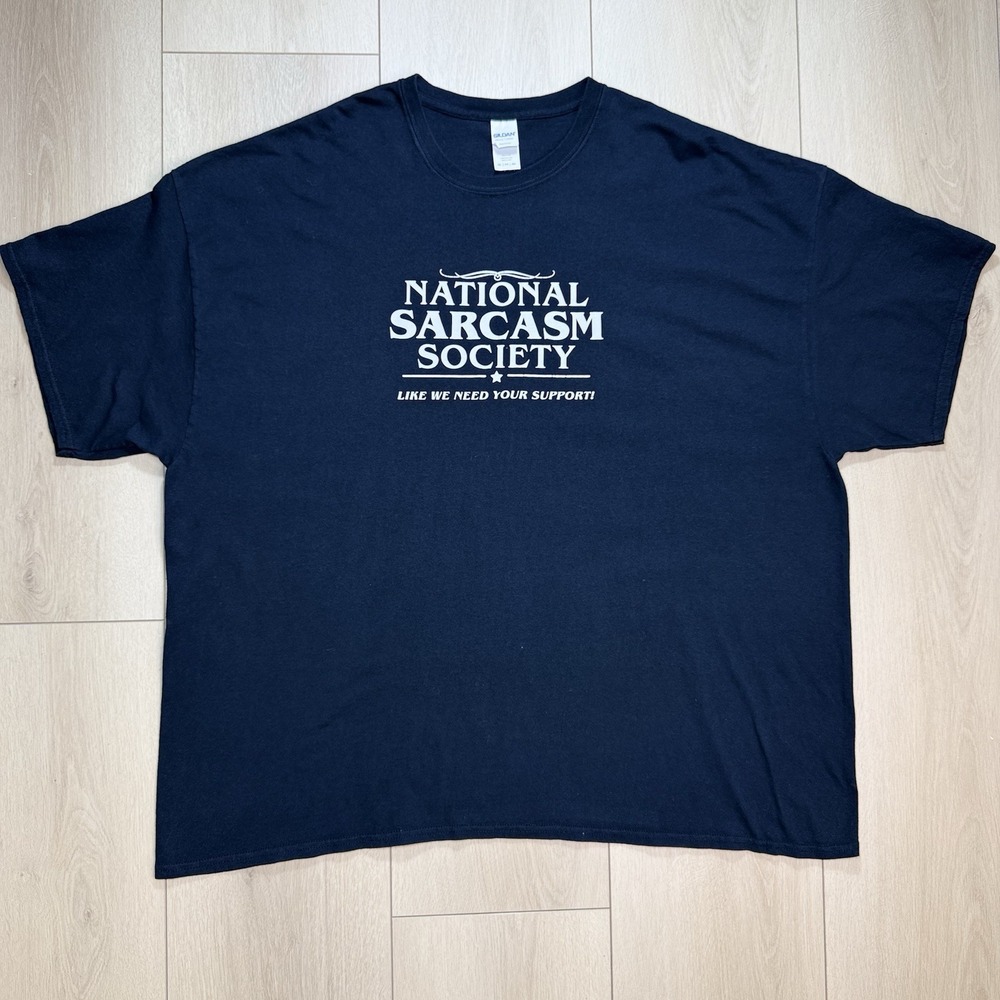 National Sarcasm Society T Shirt Mens 4XL‎ Black Funny Humor Graphic Tee Gildan